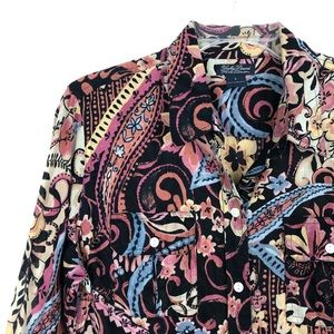 Lucky Brand Paisley Print Cotton Button Down Top